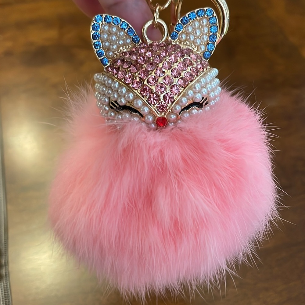 Bag charm key chain pink